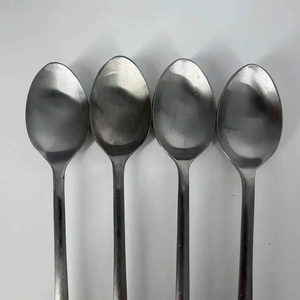 4X LH Tsp Cooper Bros QUEEN ANNE Stainless Long Malt Iced Tea Spoons England